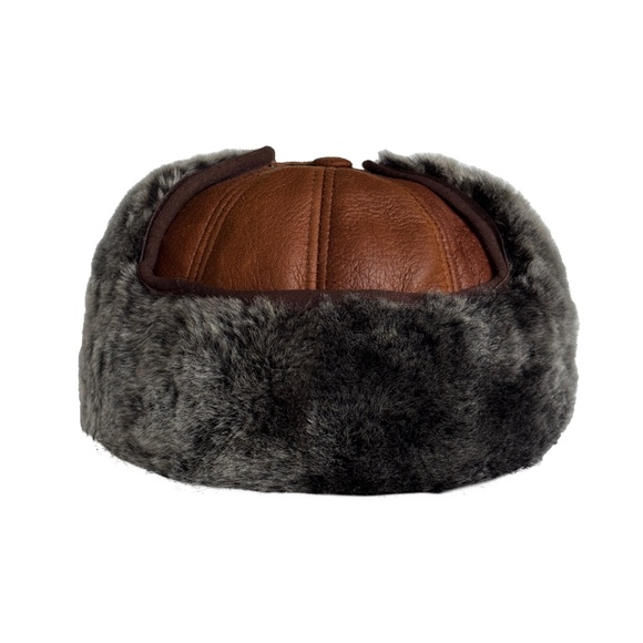 Real Shearling Sheepskin Leather Trapper Hat | Aviator Hat | Ushanka - Picture 6 of 7